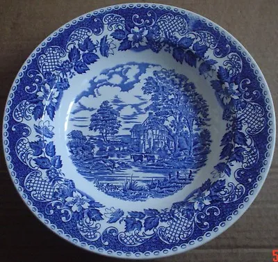 Buy Barratts Staffordshire Blue And White Large Dessert Or Soup Bowl Country Scene • 10.99£