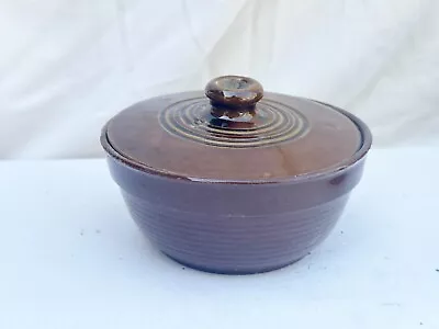 Buy Vintage Small Lidded Salt Glaze Pottery Cooking Pot Brown • 9.99£