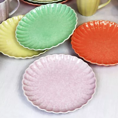 Buy Pastel Scalloped Side Plates Set Of 4 Ceramic Colourful Modern Retro Tableware • 23£