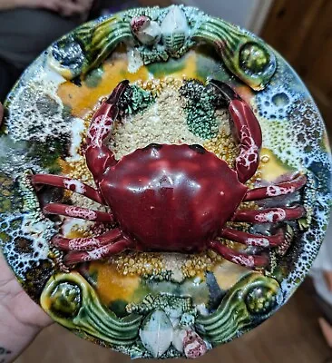 Buy Vintage Crab Plate Palissy Majolica Pottery   • 80£