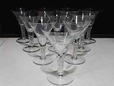 Buy SET OF 10 -Vintage Clear Glass 6 1/8  Air Twist Helix Martoni Cocktail Glasses • 296.47£