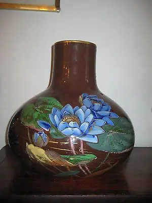 Buy Antique Probably Minton Large  Pottery Vase Aesthetic Painted Water Lilies • 140£