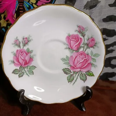 Buy Vintage Bone China Saucer- Royal Vale Made In England Pink Roses 5.5inch/14cm • 4.99£