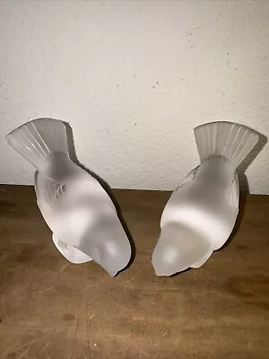 Buy Lalique Frosted Crystal Moineau/Sparrow Birds France Set Of 2 Chipped • 89.99£