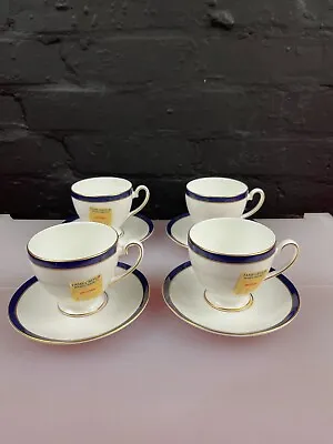 Buy 4 X Duchess / Royal Grafton Warwick Blue Teacups And Saucers Last Set Available • 29.99£