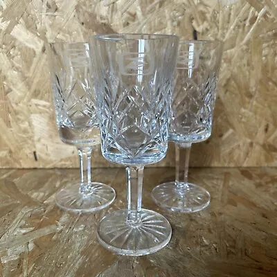 Buy 3 X Vintage Irish Cavan Cut Crystal Glass Water Wine Glasses 16cm Etched Logo • 4.99£