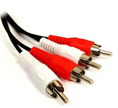 Buy TWIN 2 RCA Phono Red White Male Plug Audio Lead Cable 1m 1.5m 2m 3m 5m 10m • 2.39£