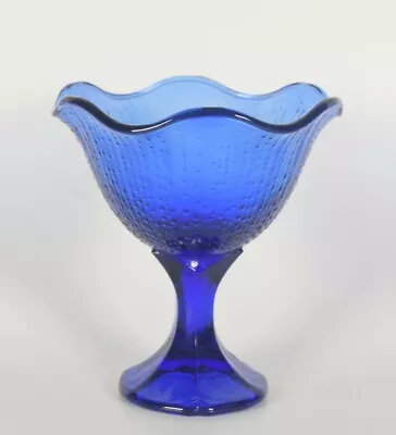 Buy French Blue Glass Ice Cream Cocktail Dessert Dish Bowl With Stem Vintage • 8£