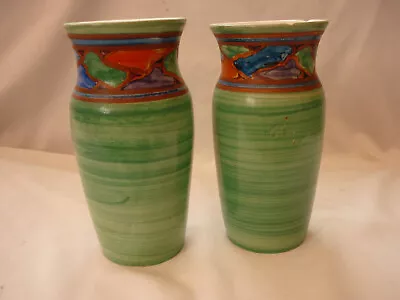 Buy 1927-1933 A Pair Of Art Deco Vases From Joyous Pottery Broadstone, Poole Dorset. • 20£