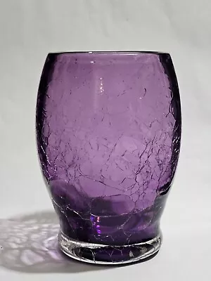 Buy A Purple Modern Contemporary Glass Vase With A Crackle Glazed Finish • 9.99£