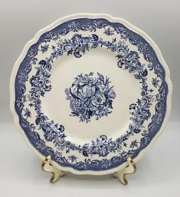 Buy JOHNSON BROS Blue Transferware Persian Tulip Pattern 10  W Dinner Plate England • 18.09£