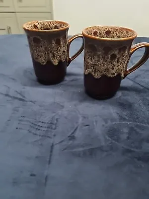 Buy FOSTERS STUDIO POTTERY CORNWALL PAIR OF HONEYCOMB GLAZE BROWN CUPS MUGS X 2  • 9.99£