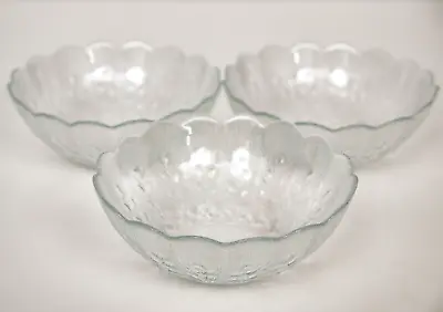 Buy Vintage Arc Glass Bowls X 3 Dessert Dishes Frosted Leaf Scalloped France Trifle • 14.99£