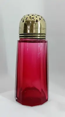 Buy Antique Victorian Cranberry Glass Sugar Sifter Shaker With Silver Plated Lid • 19.99£