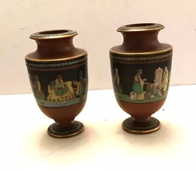 Buy Pair Antique Victorian Prattware Vases 15.5cm • 40£