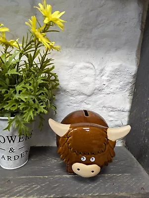 Buy Highland Cow Ceramic Money Pot, Stoneware Money Box 13 X 11cm • 14.75£