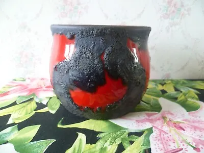Buy Vintage West German Ceramic Marei Keramik Pottery Planter Fat Lava Red Black • 24£