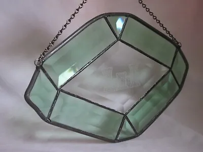 Buy Vintage Stained Glass Light Catcher Decor Cut Faceted Chain Castle Detail * • 33.09£