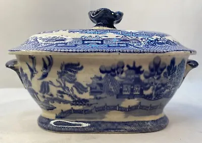Buy Blue Willow Soup Tureen With Lid 19th Century (c.1810) • 113.85£