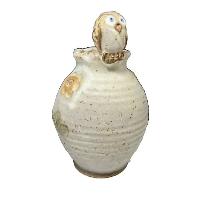 Buy Rob Fierek Studio Pottery Vase With Owl Perched On The Rim Perfect Condition • 12£