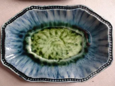 Buy Vintage Majolica Ware Dish Made In England Signed Lovely Glaze Beaded Edge • 10£