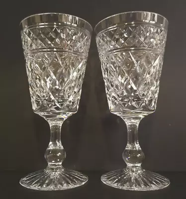 Buy Set Of 2 Stuart Crystal  Sandringham  Cut Large Wine Goblet Glasses 6.5  Signed • 59.99£