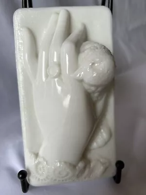Buy Vintage Milk Glass Dove In The Hand Box Cover Lace Trim, Stamped Pat. Aug 1889 • 16.88£