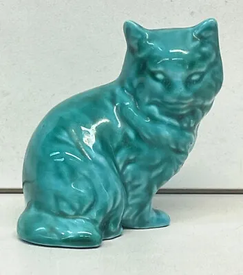 Buy Vintage Anglia Pottery Seated Cat Turquoise Glaze Made In England AP206 • 8£