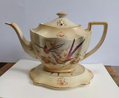 Buy Crown Ducal Blush Ware Rare 1920s Wild Birds Teapot With Trivot • 30£