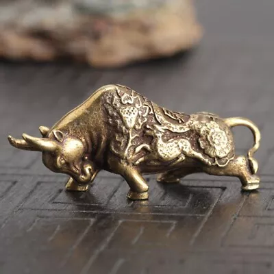 Buy Vintage Copper Bullfighting Statue Miniature Animal Ornament Home Desk Decor • 6.11£
