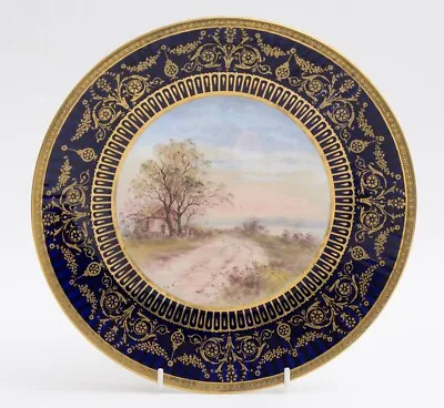 Buy Antique Wedgwood China Hand Painted Tazza With Rural Lane & Wooden House Scene • 129.99£