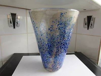 Buy Signed Studio Art Glass Adam Aaronson Large Glass Vase With Gold Foil. 1997 Date • 85£
