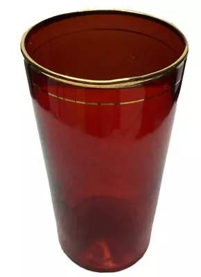 Buy Antique Bohemian Ruby Red Cranberry Glass Wine Water Gilt Rim 19th Century 🔥 • 14.23£