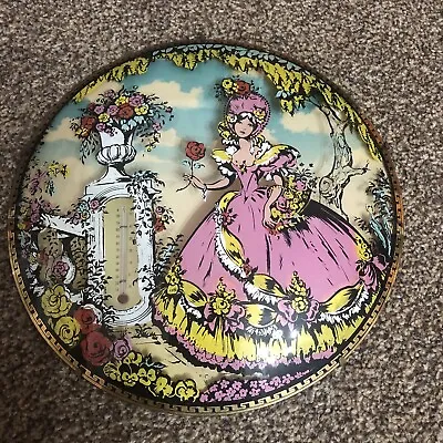 Buy Vintage Retro 1960s Kitsch Glass Wall Plaque Crinoline Lady Thermometer 10” • 11.99£