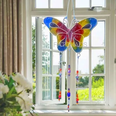 Buy Stained Glass BUTTERFLY Hanging Suncatcher Home Rainbow WINDOW DECORATION + Hook • 10.95£
