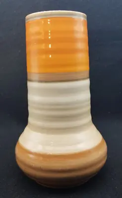 Buy Vintage Art Deco SHELLEY Harmony Bulb Shaped Vase With Orange Coloured Banding • 10£