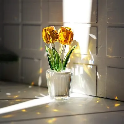 Buy Figurines Crystal Tulips Flower Home Decor Ornaments Modern Medium Multicolored • 47.42£
