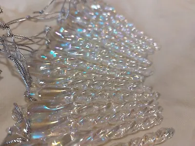 Buy 15 Approx 9cm Clear Iridescent Glass Icicles Christmas Decoration Tree Hanging  • 20£