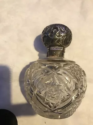 Buy Antique Silver Topped  Cut Glass Bottle Imp • 19.99£