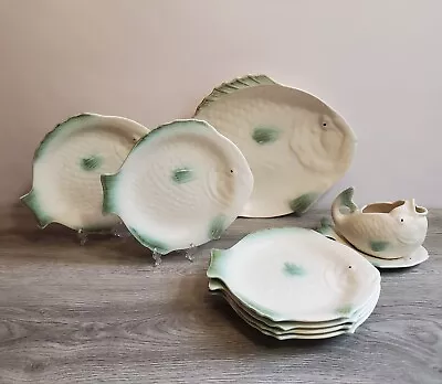 Buy Vintage Art Deco 1930 Shorter And Son  Fish Plates X6 Serving Plate & Sauce Boat • 79.99£