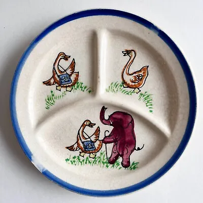 Buy Divided Child's Dish/Plate With Elephant & Duck-Child-Vintage-Handpainted-Japan • 11.58£