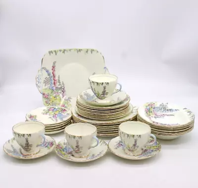 Buy FOLEY Hollyhocks Hand Painted Garden Flowers Tea Set Cups, Plates, Bowls, Saucer • 16£