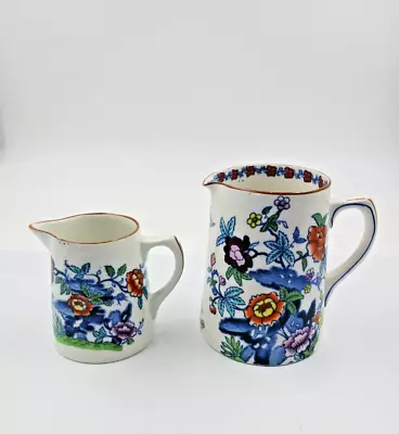 Buy Antique Booths Silicon China ~ Pompadour ~ Creamer And Milk Pitcher ~ England. • 38.60£