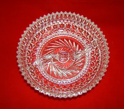 Buy Vintage Lead Crystal Cut Glass Divided Bowl Saw Tooth Edge ~ 6-1/4  • 5.83£