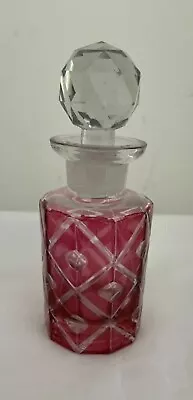 Buy Vintage Cranberry Cut To Clear Glass Parfume Bottle • 14.50£