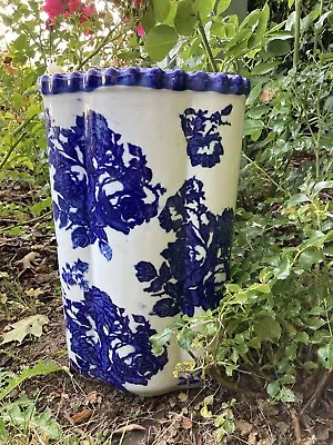 Buy Blakeney Pottery Blue & White Ironstone Cylinder Pot Hall Stick Brolly Stand • 55£