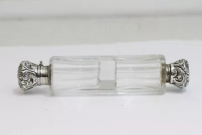Buy Victorian Double Ended Scent Perfume Bottle Cut Crystal Glass & Silver Repousse • 85£