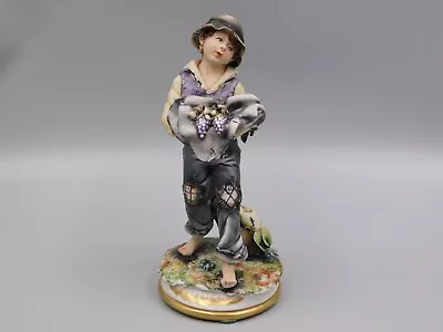 Buy VINTAGE CAPODIMONTE 8  FIGURINE OF A FRUIT SELLER, SIGNED Rocs. • 14.99£