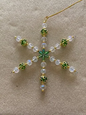 Buy Christmas Decorations Crystal Glass Stars 4” -  Clear And Green Crystal • 6.50£