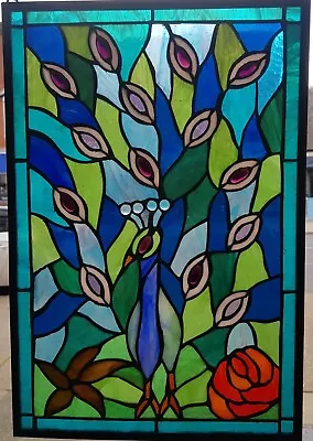 Buy  Large Leaded Stained Glass Window. Peacock Handmade Door Panel Rene Macintosh  • 40£